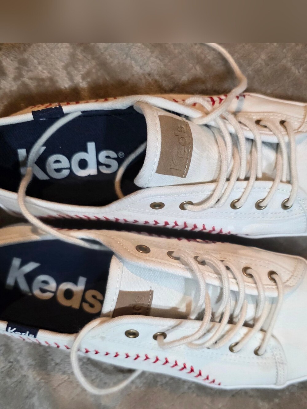 Keds Baseball Stitch Canvas Sneakers White MLB Kickstar 8 - Picture 2 of 9